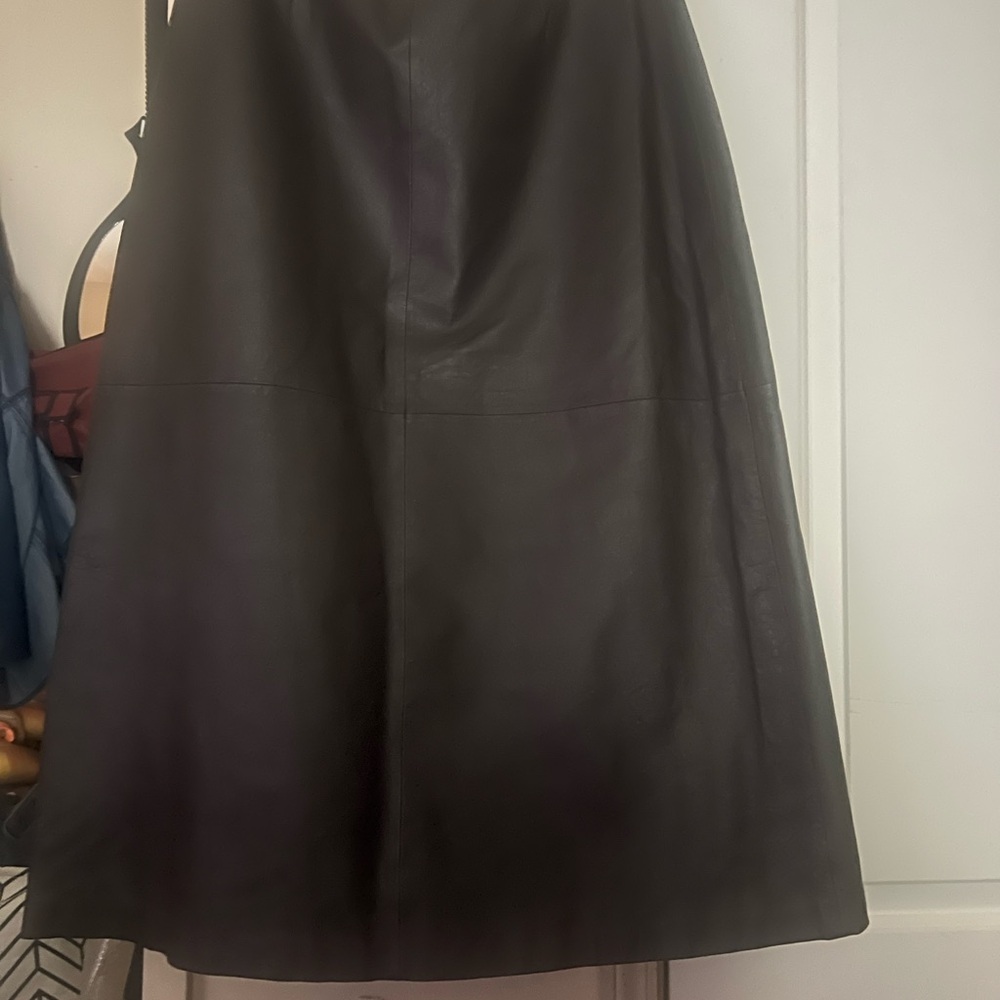 Elegant Brown Leather Maxi Skirt